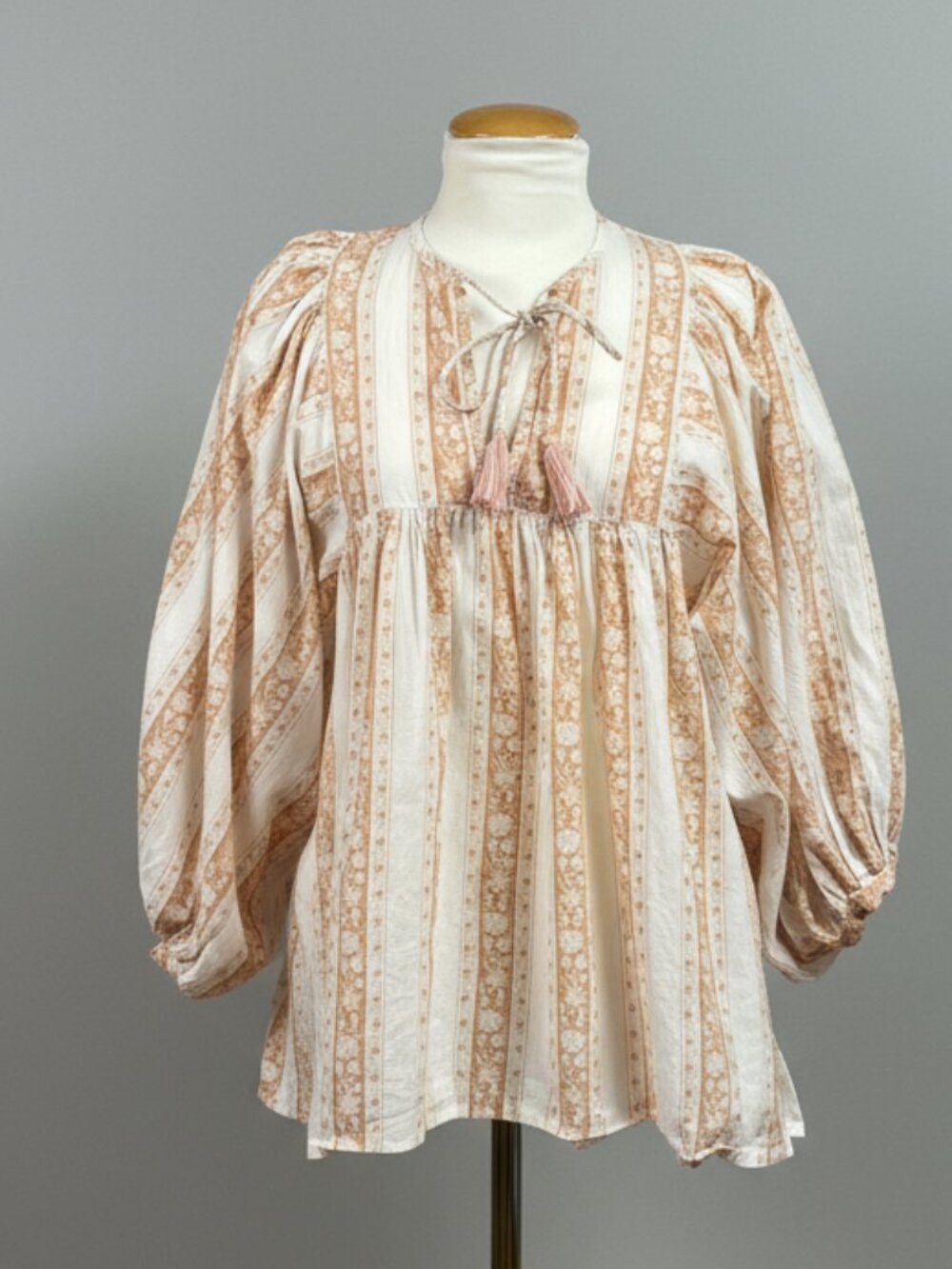 Mille cream and terra cotta blouse, size S